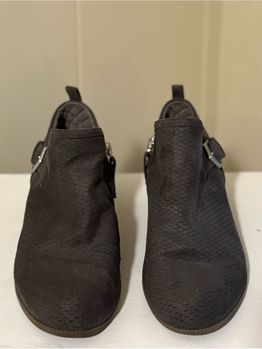 Dr. Scholl's Black Textured Heeled Slip-On Boots with Side Buckle